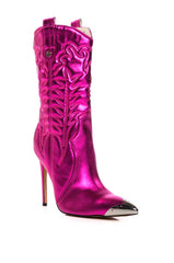 AZALEA WANG PASSION METALLIC STILETTO BOOT IN FUCHSIA