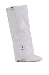 AZALEA WANG RAILAY BONE KNEE HIGH WEDGE BOOT