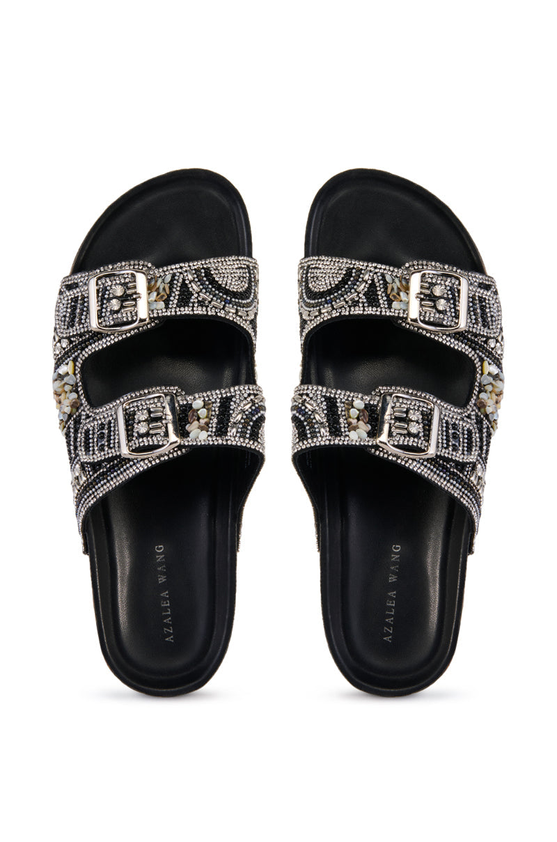 AZALEA WANG ROMILLY BLACK EMBELLISHED FLAT