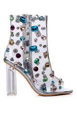 AZALEA WANG SHAYLEIGH EMBELLISHED PVC BOOTIE IN MULTI