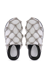 AZALEA WANG SHYLAH WHITE DIAMOND ROPE NETTED FLAT