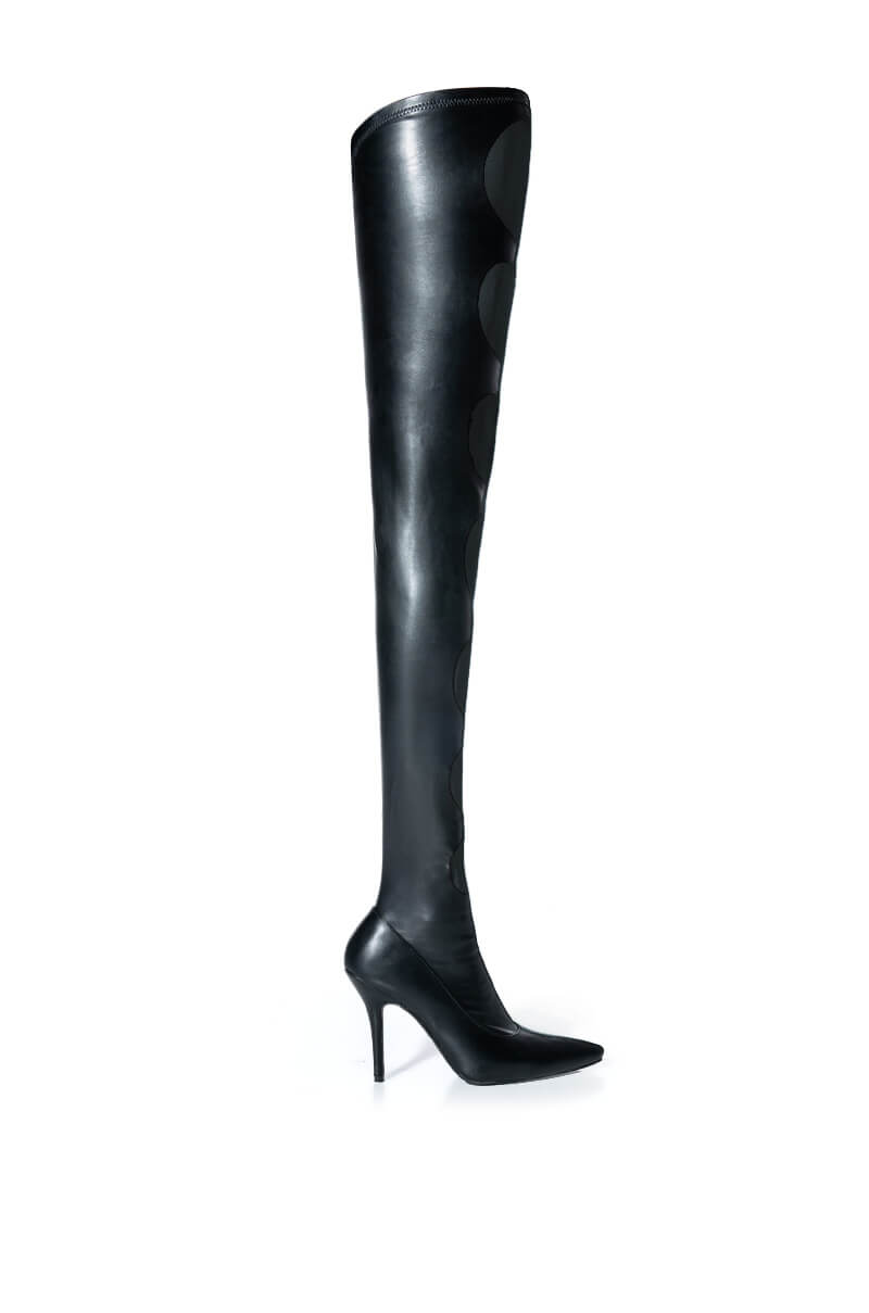 AZALEA WANG SILVIA STRETCH THIGH HIGH BOOT IN BLACK