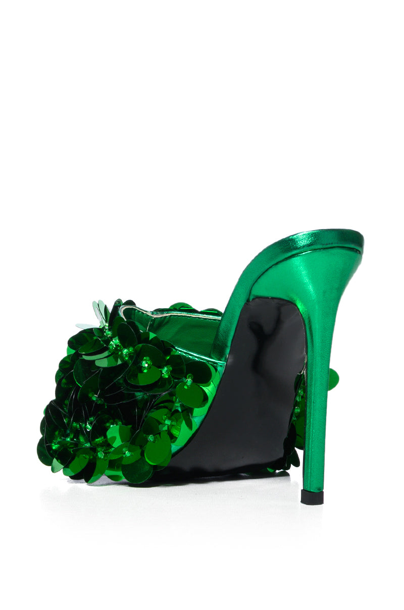 AZALEA WANG SKYLARA GREEN EMBELLISHED SANDAL