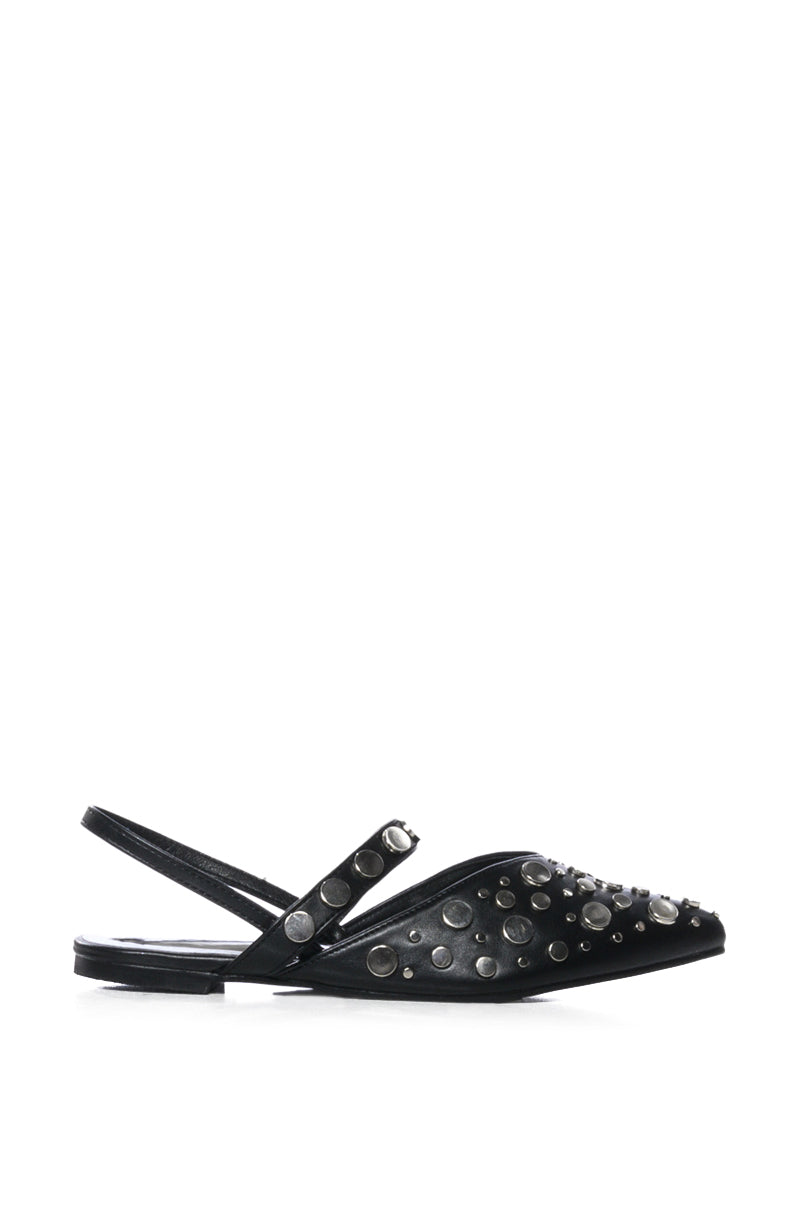AZALEA WANG TESSIE BLACK SILVER EMBELLISHED FLAT