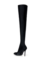 AZALEA WANG STAR STRETCH NEW LEVEL THIGH HIGH STILETTO BOOT IN BLACK