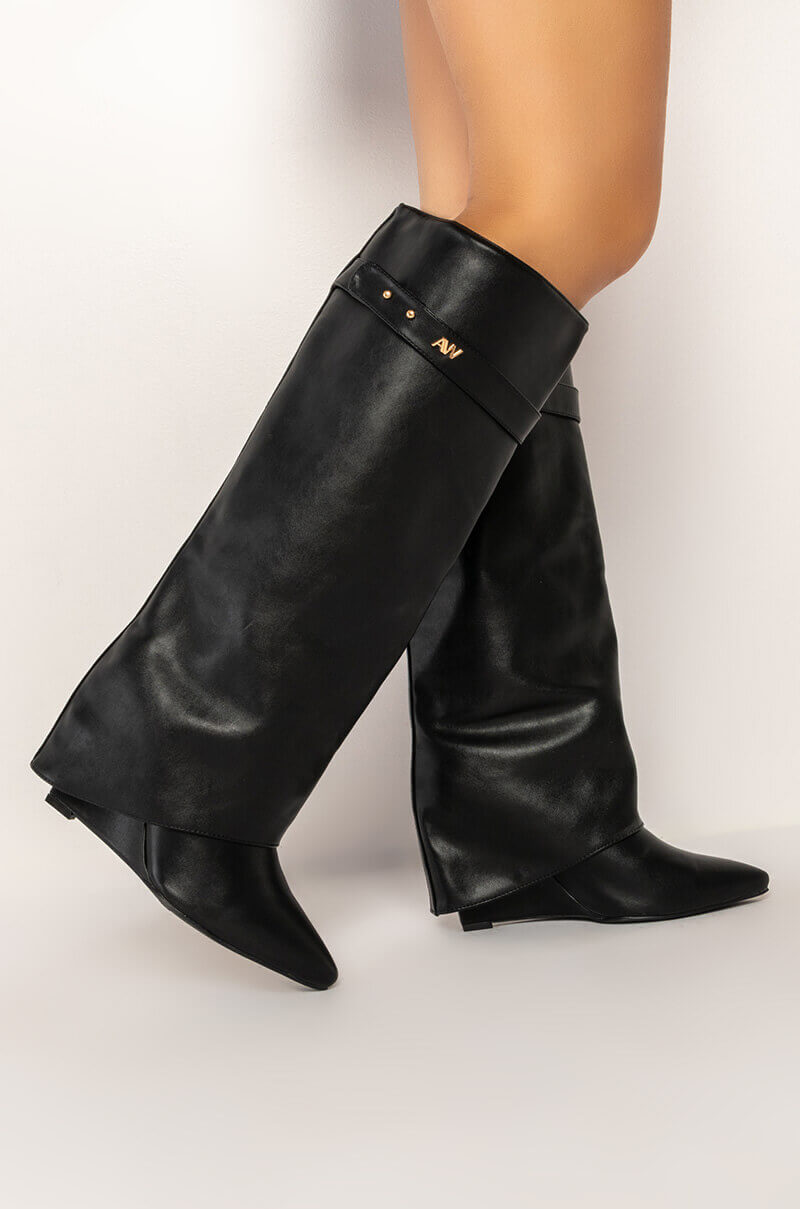 AZALEA WANG STUCK ON YOU WEDGE BOOT IN BLACK