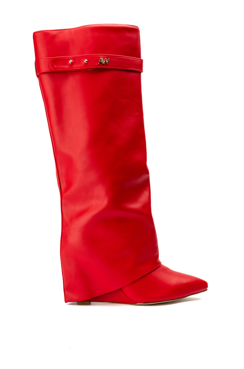 AZALEA WANG STUCK ON YOU WEDGE BOOT IN RED