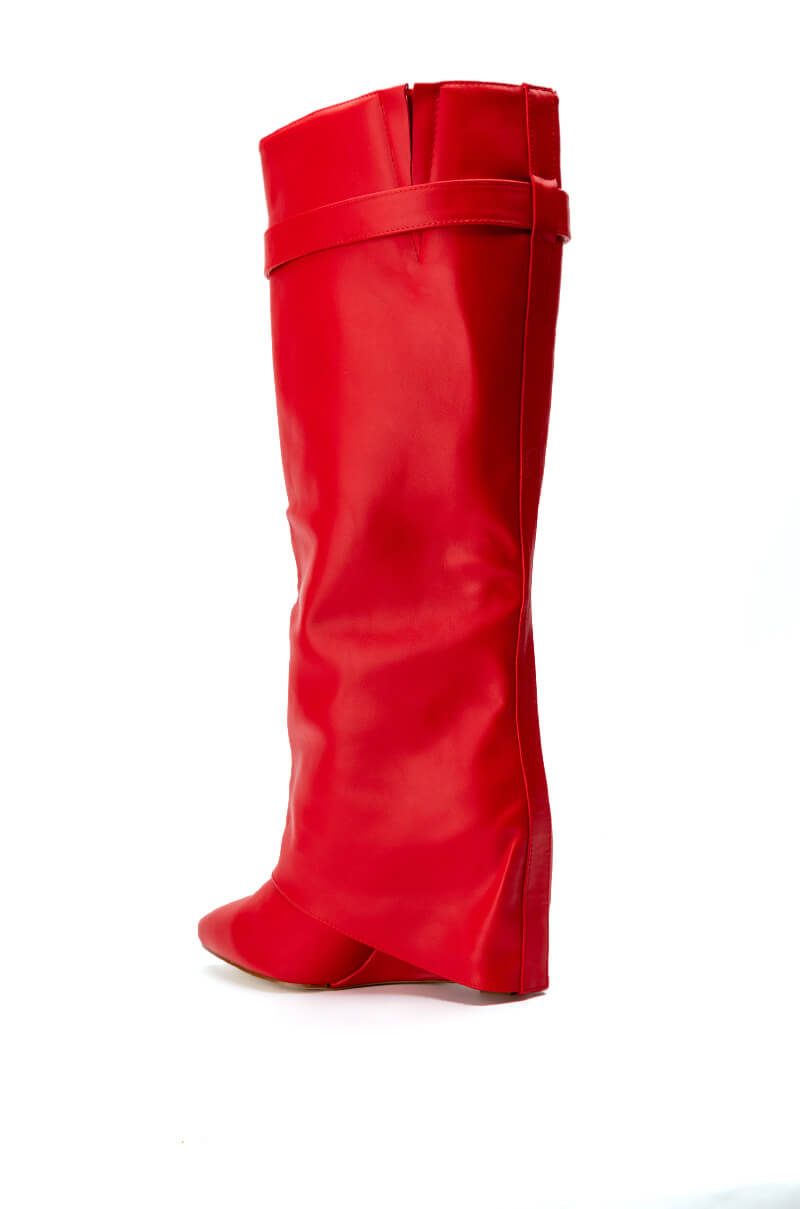 AZALEA WANG STUCK ON YOU WEDGE BOOT IN RED
