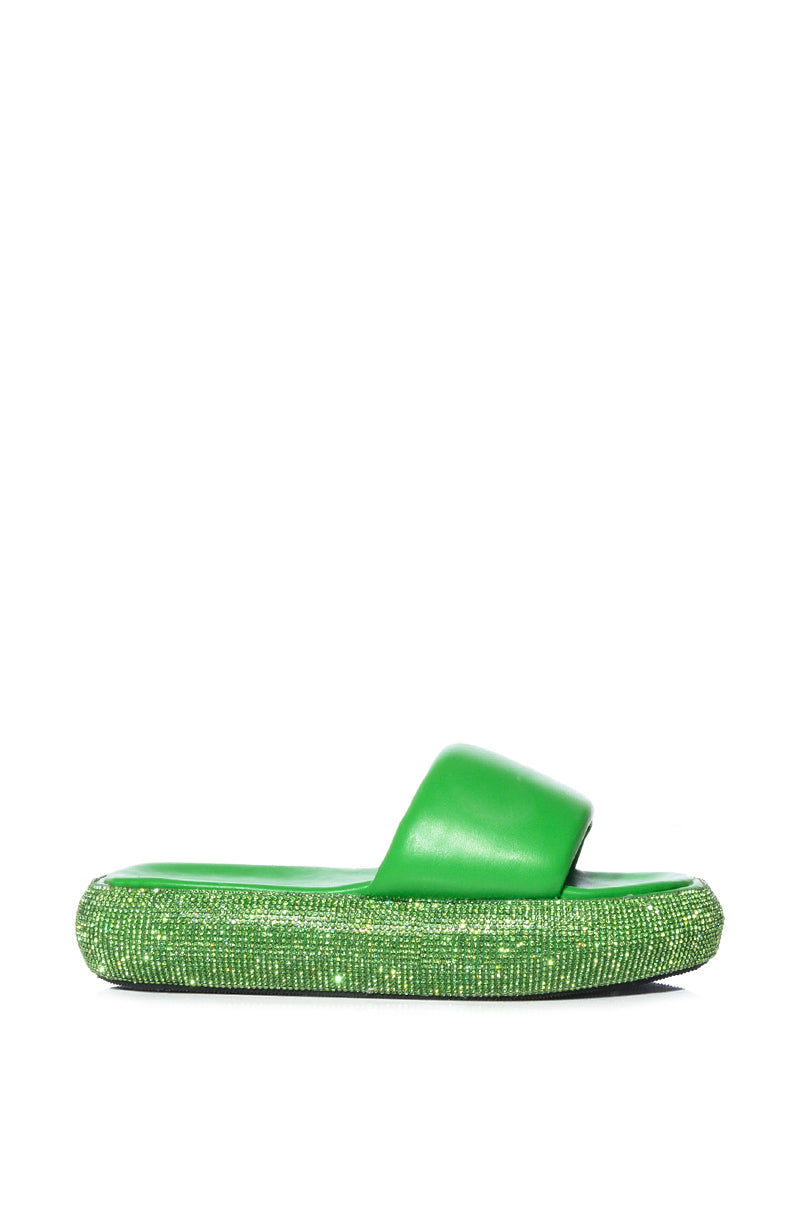 AZALEA WANG SWITZERLAND EMBELLISHED FLATFORM FLAT IN GREEN