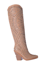 AZALEA WANG TEXAS EMBELLISHED NUDE WESTERN BOOT