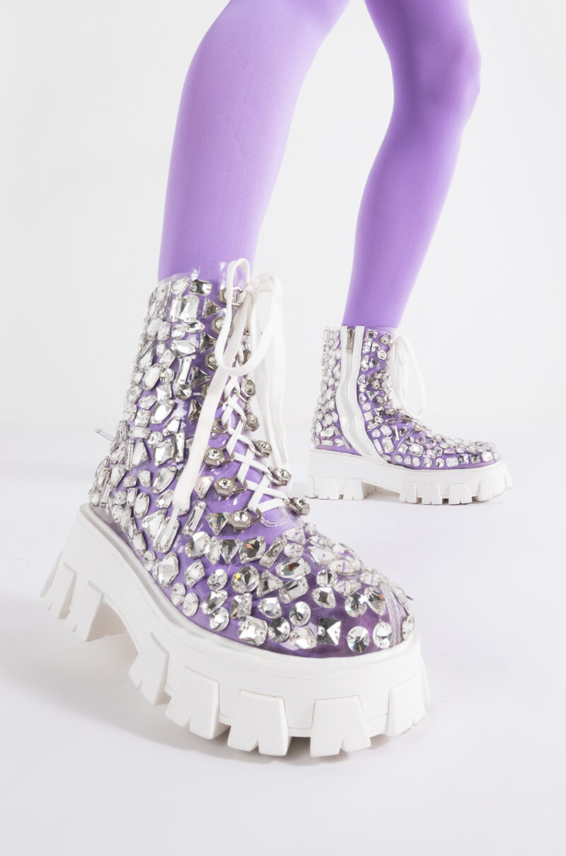 AZALEA WANG THIN ICE FLATFORM BOOTIE IN GLASS