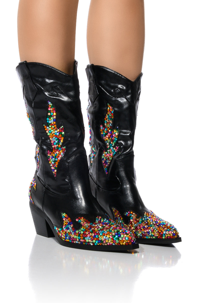 AZALEA WANG VINNY EMBELLISHED WESTERN BOOTIE