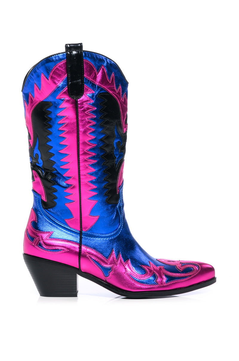 AZALEA WANG WAY METALLIC BOOT IN BLUE