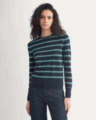 Cashmere Slim Crew Sweater | Hunter Green/Open Air Blue