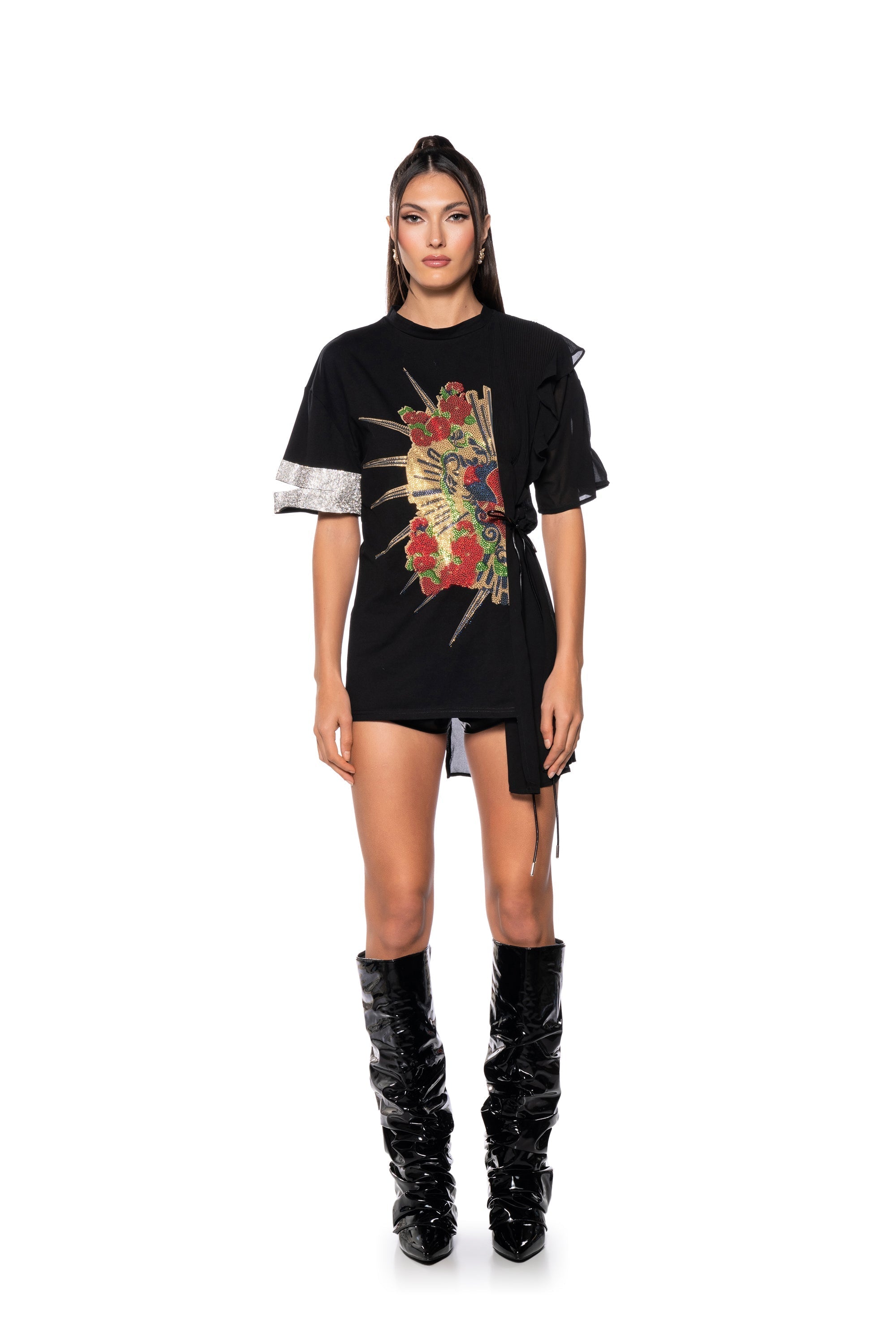 BELIEVE IT SHORT SLEEVE MIX FABRIC T-SHIRT