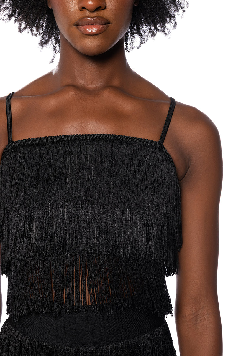 BEST EVER FRINGE TANK TOP IN BLACK