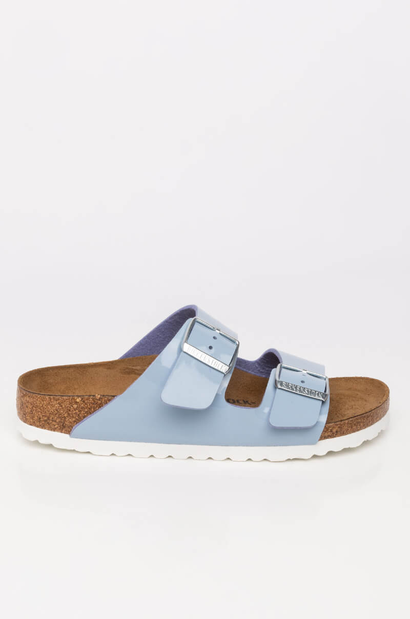 BIRKENSTOCK ARIZONA DOVE BLUE PATENT BIRKO-FLOR SANDAL