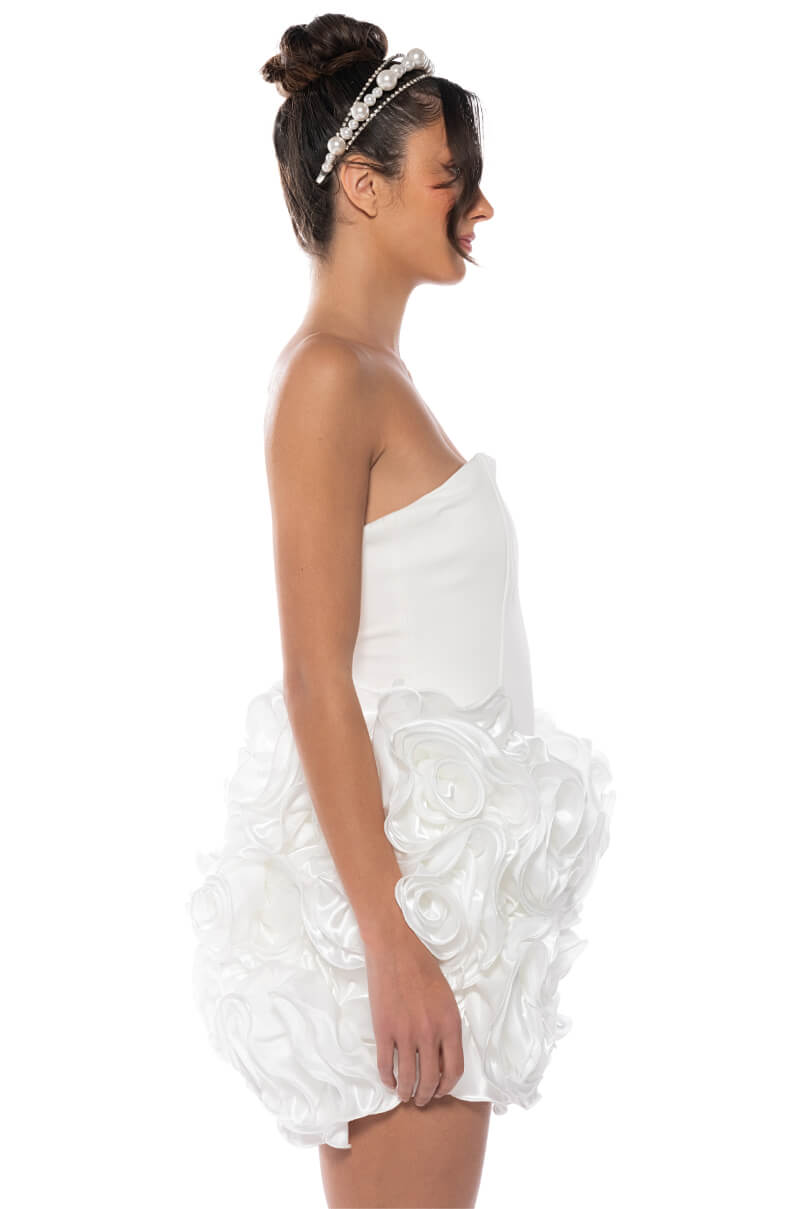 BLISS FLORAL RUFFLES STRAPLESS MINI DRESS