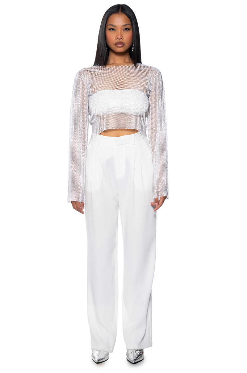 BLURRED LOVE LONG SLEEVE RHINESTONE TOP