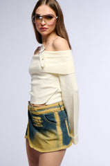 BOUJEE GIRL OFF THE SHOULDER ZIPPER SWEATER TOP