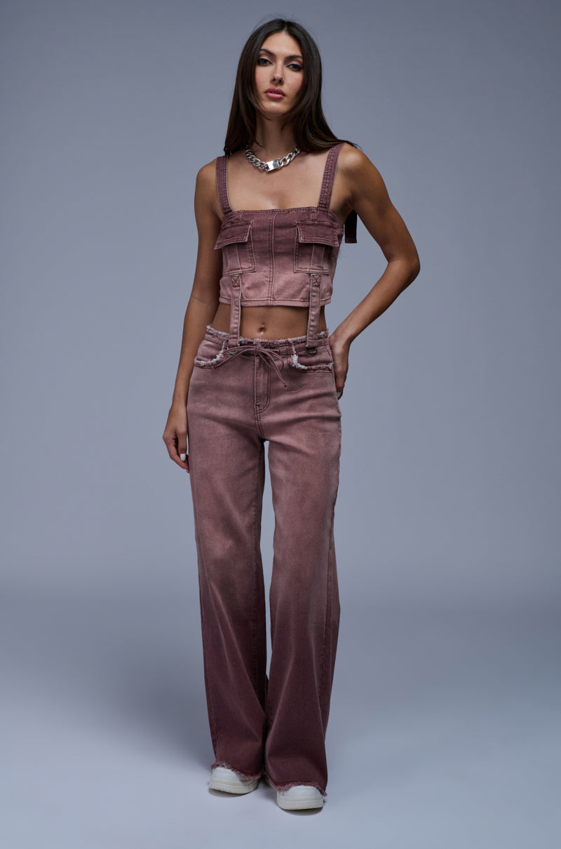 BRAWNWYN OMBRE DENIM BOTTOM IN MAUVE
