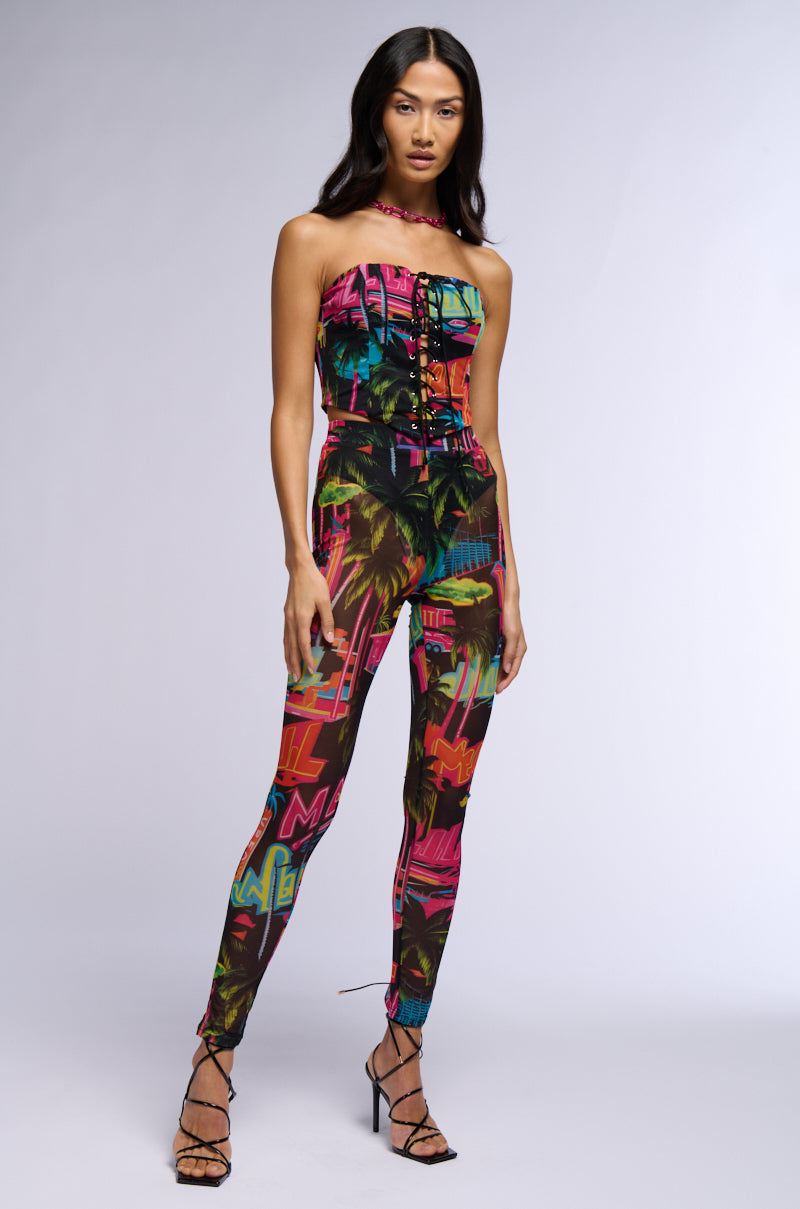 CALIFORNIA LOVE MESH TIE UP CORSET TOP