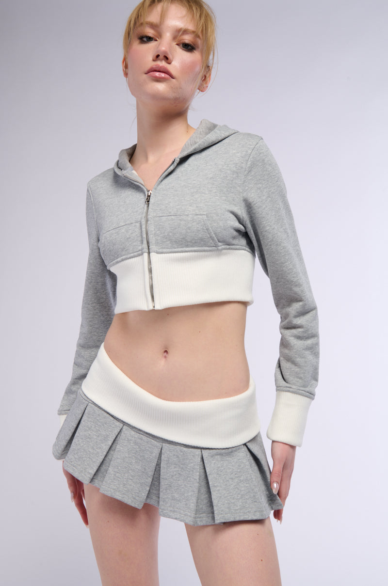 CALL ME MAYBE CROPPED ZIP UP SWEATSHIRT