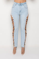 CANT GET AWAY FROM ME CHAIN SKINNY JEANS