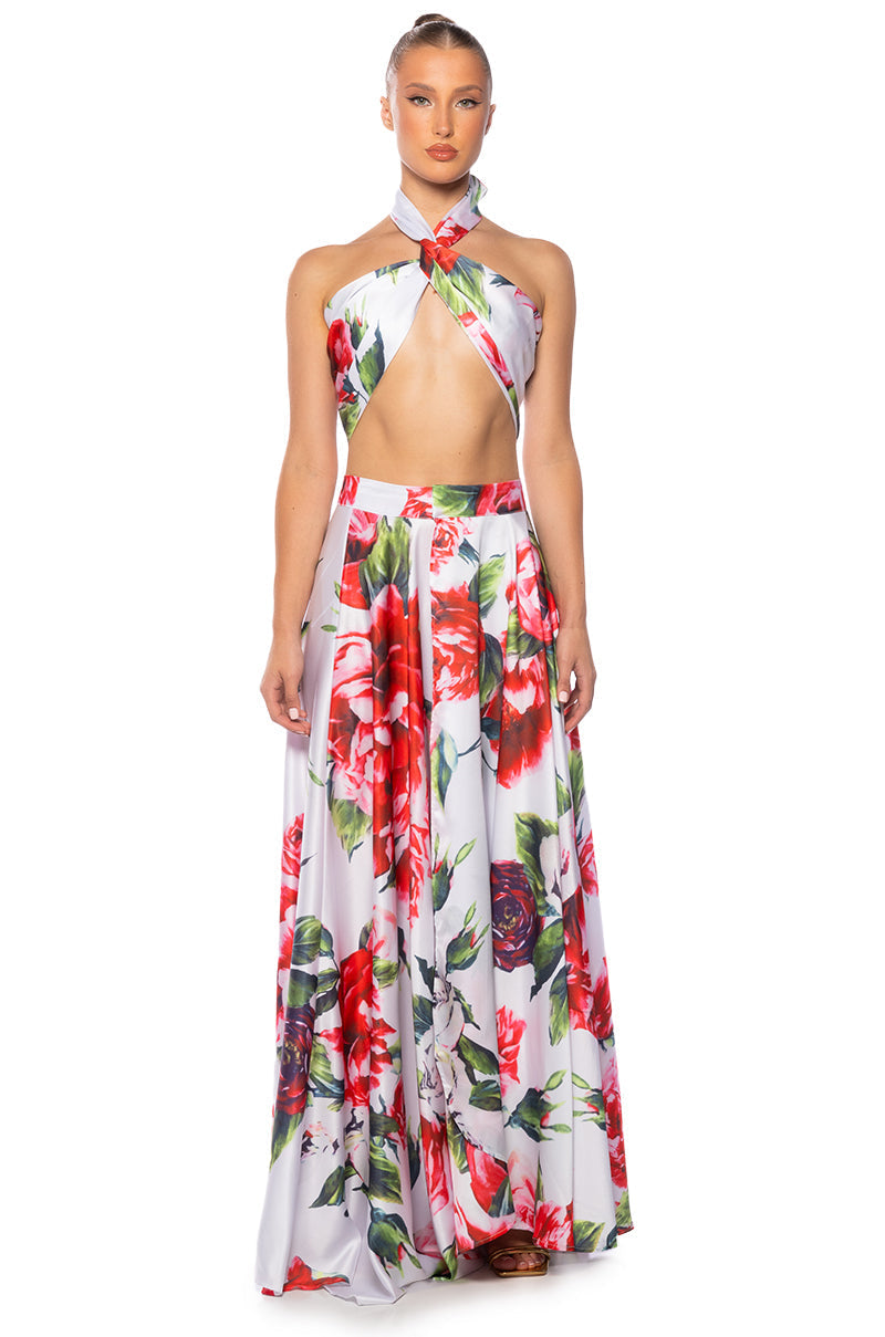 CARAMELLA TWIST FRONT SATIN CROP TOP