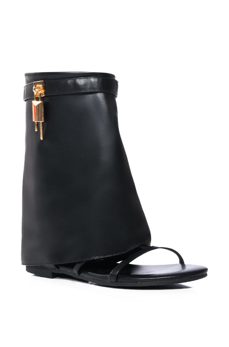 CARAMI BLACK SHEATH SANDAL WITH LOCK