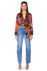 CASABLANCA SATIN PRINTED BLOUSE
