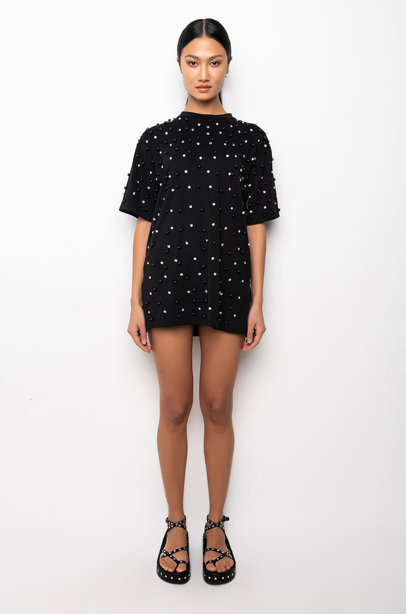CECE EMBELLISHED OVERSIZED T SHIRT