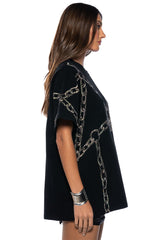 CHAIN DETAIL OVERSIZED TSHIRT IN BLACK
