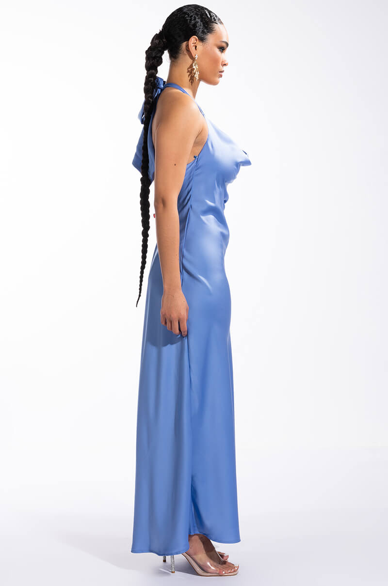 ELIANA SATIN HALTERNECK MAXI DRESS