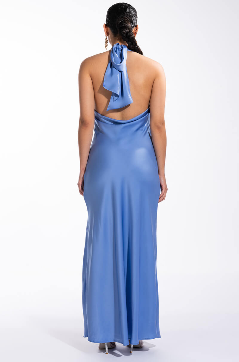 ELIANA SATIN HALTERNECK MAXI DRESS