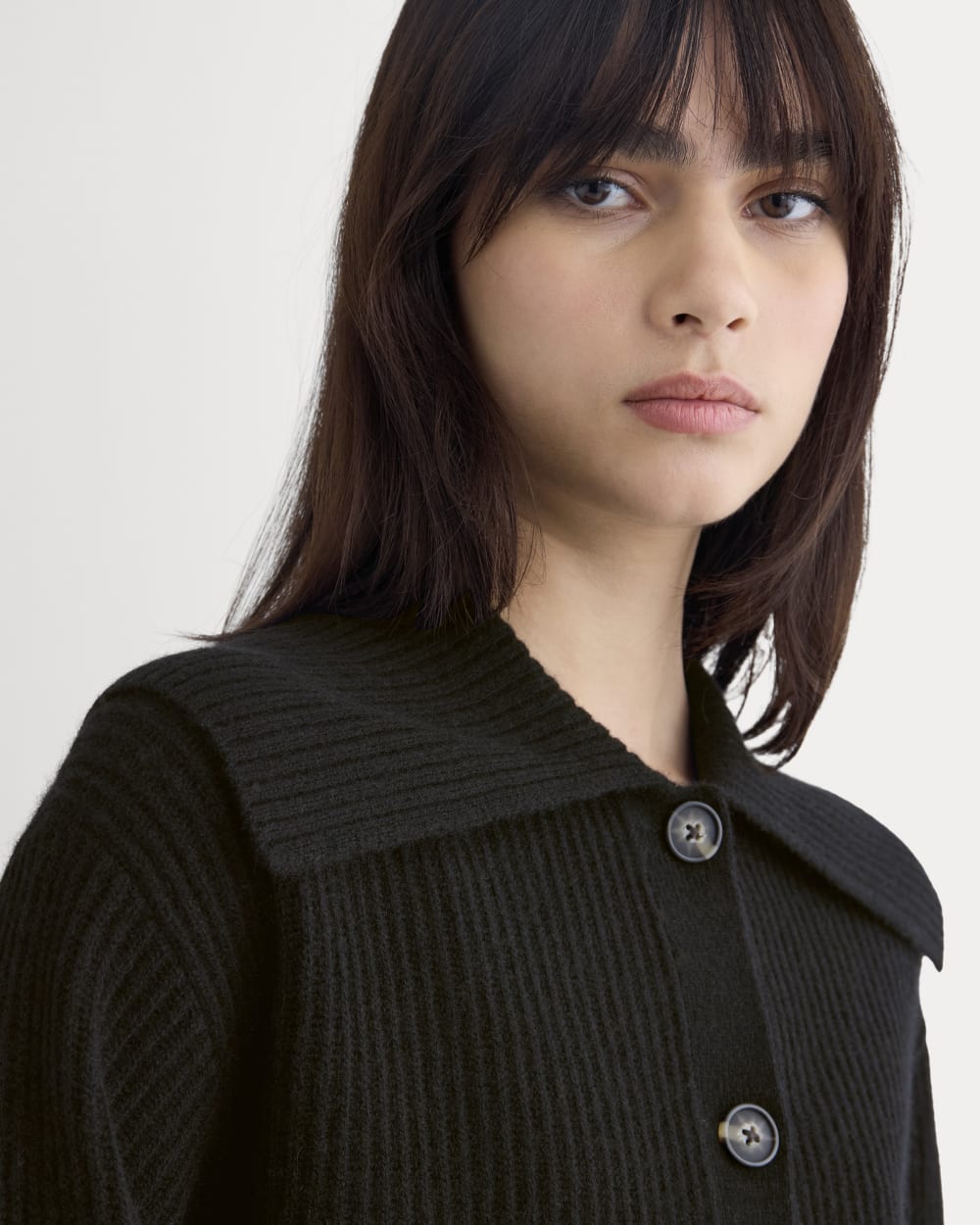 Fisherman Cardigan in Wool Cashmere | Black