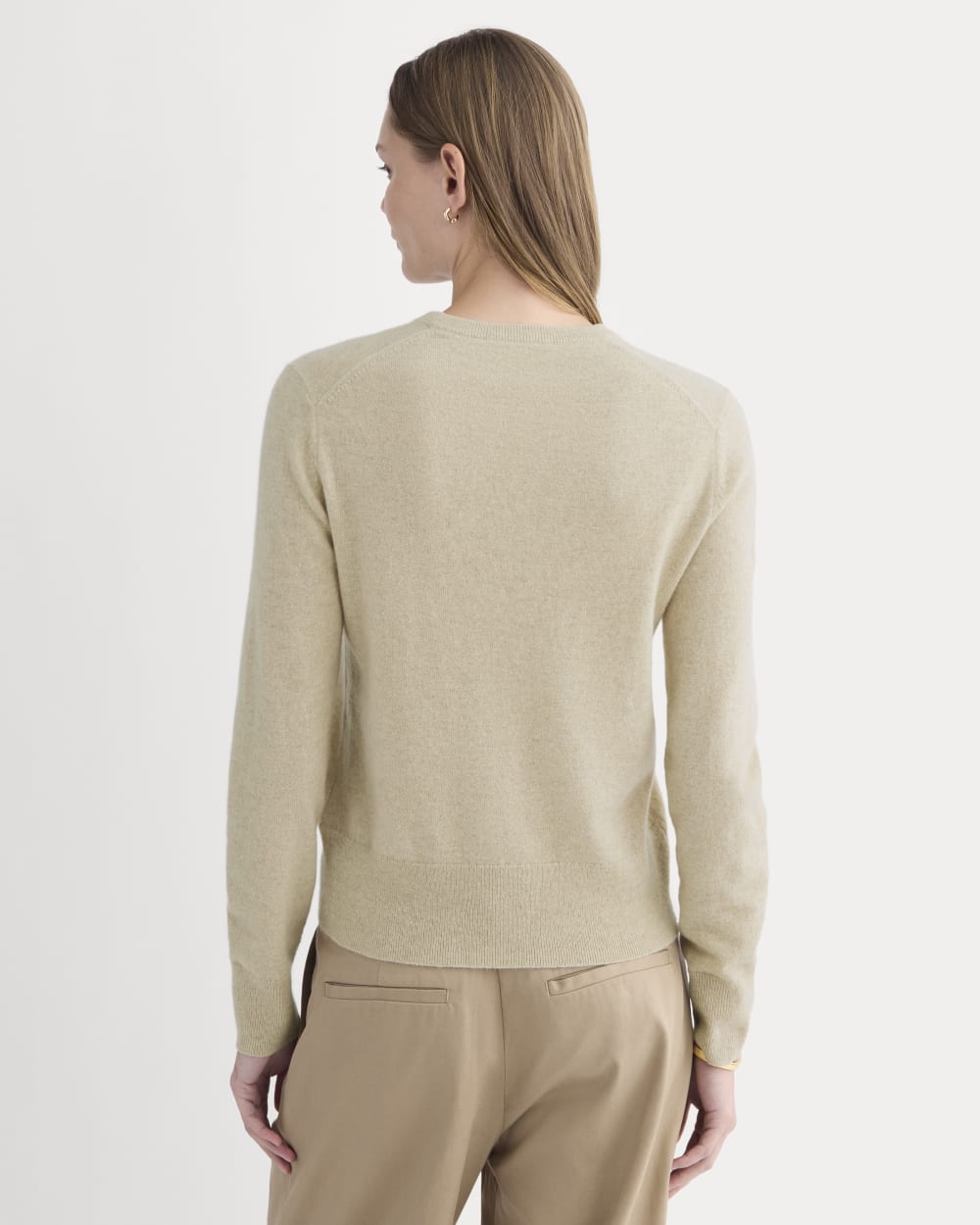 Cashmere Slim Crew Sweater | Heather Light Camel