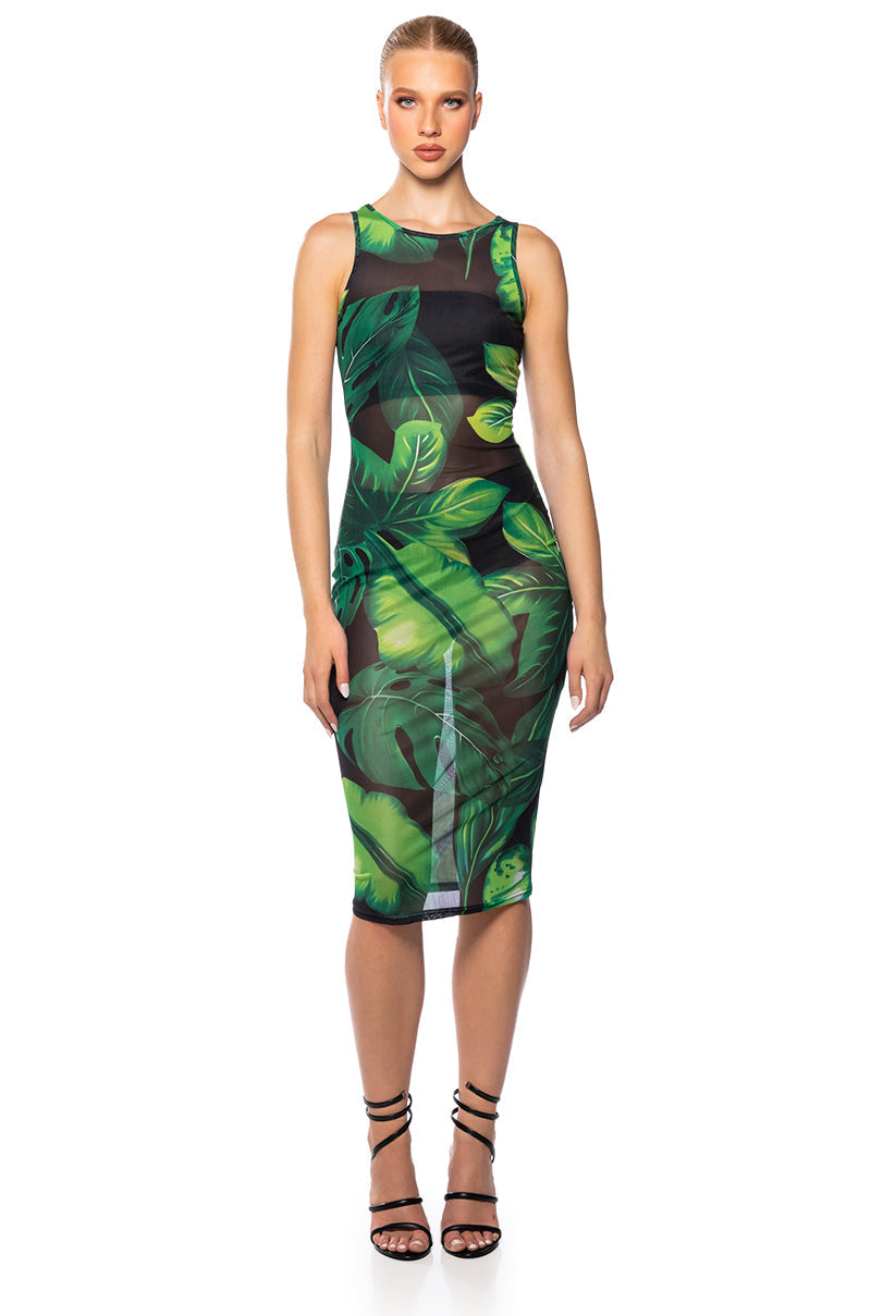 DAYNA PRINTED MESH MAXI DRESS