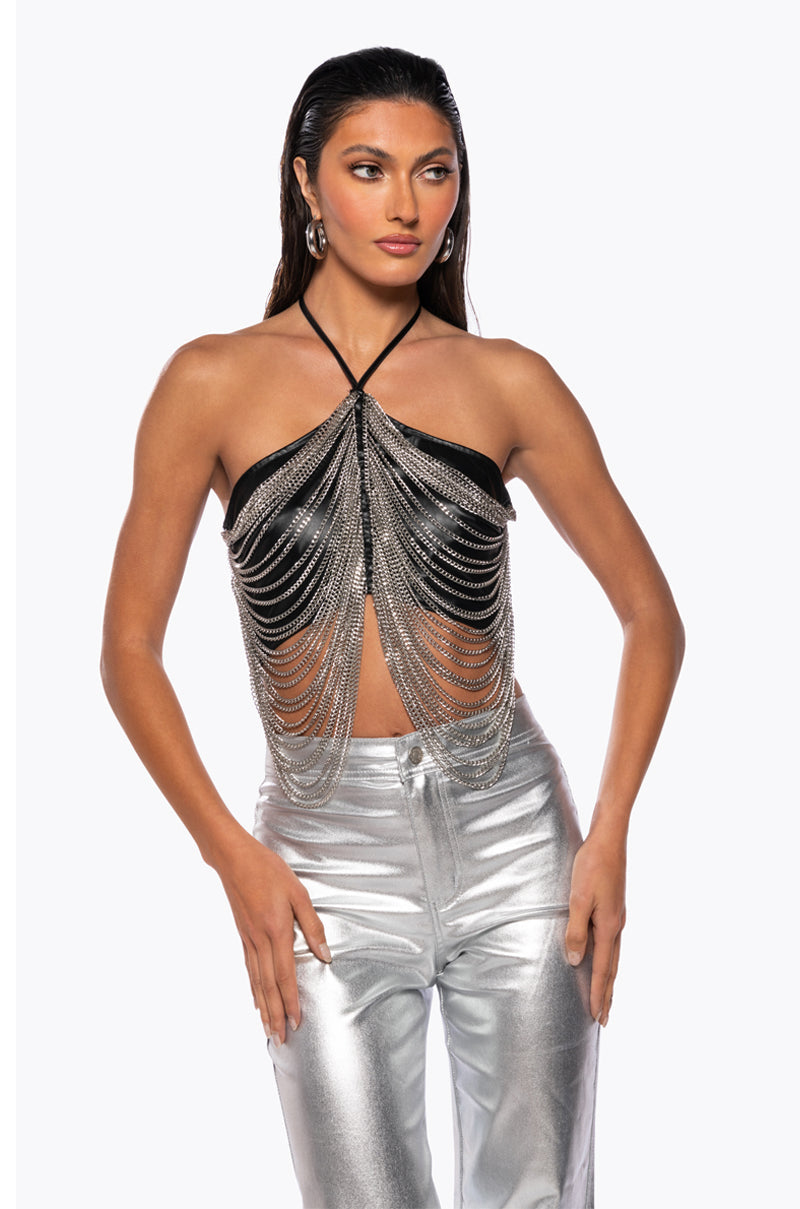 DAZZLING CHAINS HALTER TOP