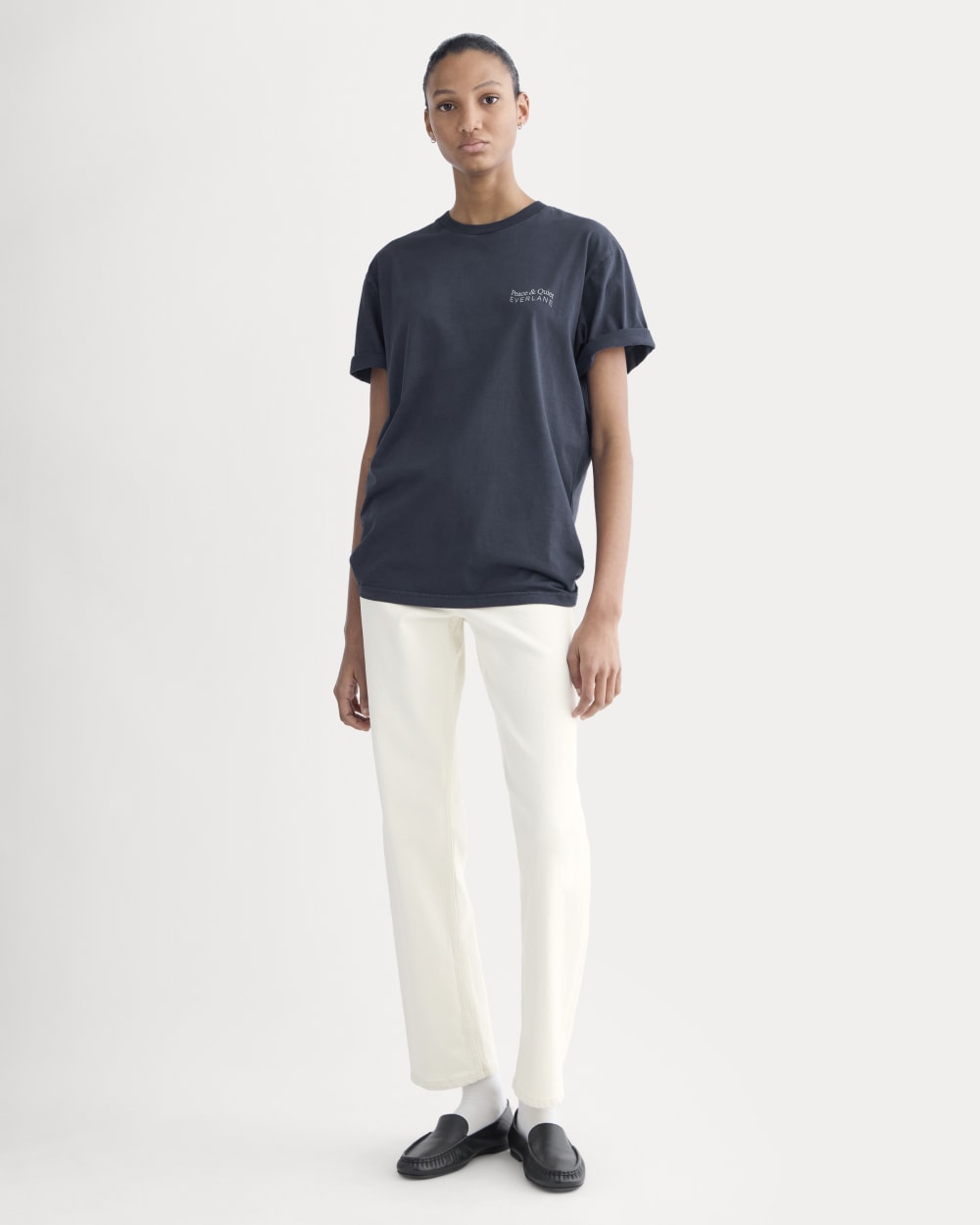 Everlane x Peace & Quiet Graphic Logo Tee |  Navy