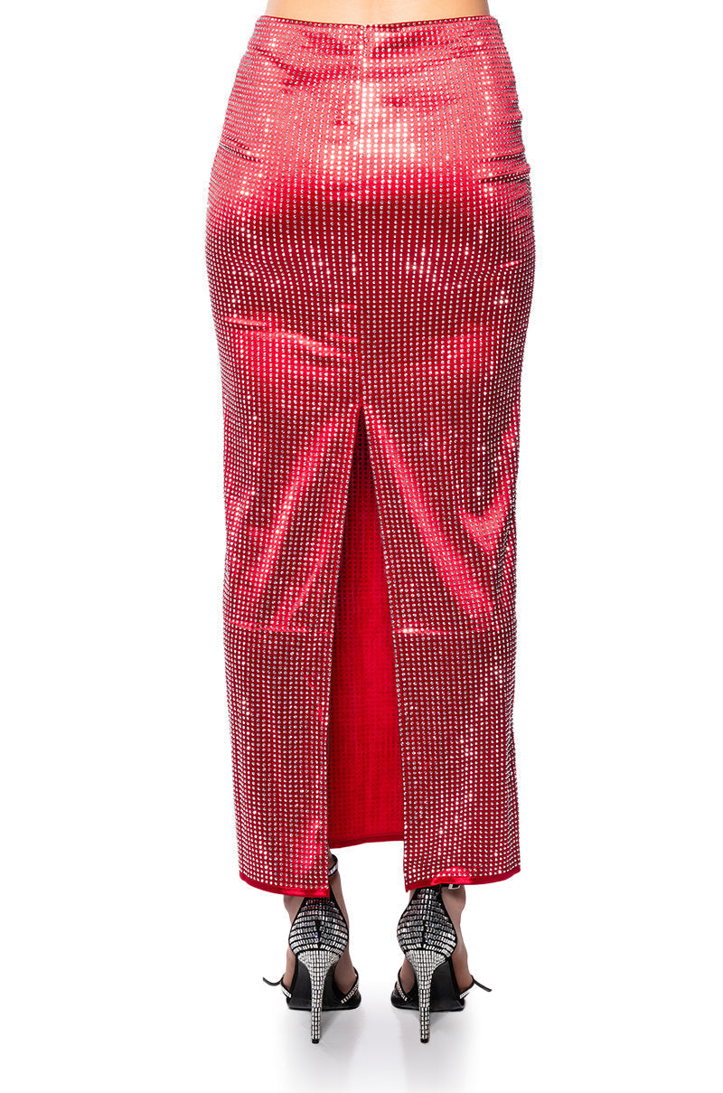 DECISION MAKER RHINESTONE MAXI SKIRT