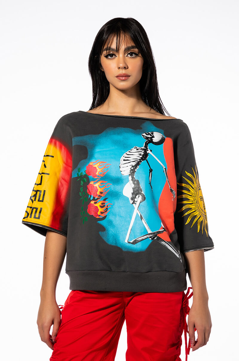 DEEP THOUGHTS OVERSIZED GRAPHIC SWEATSHIRT