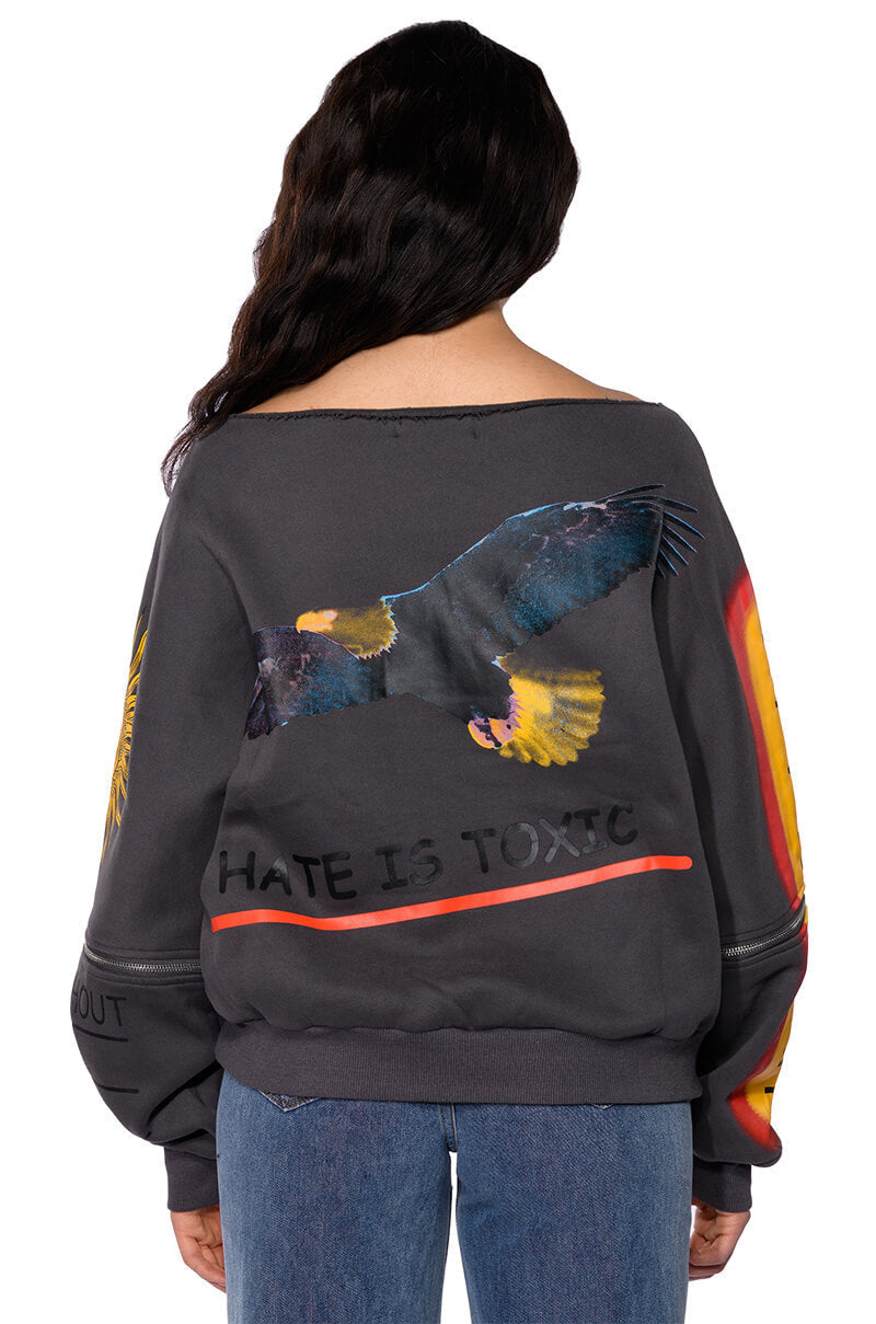 DEEP THOUGHTS OVERSIZED GRAPHIC SWEATSHIRT