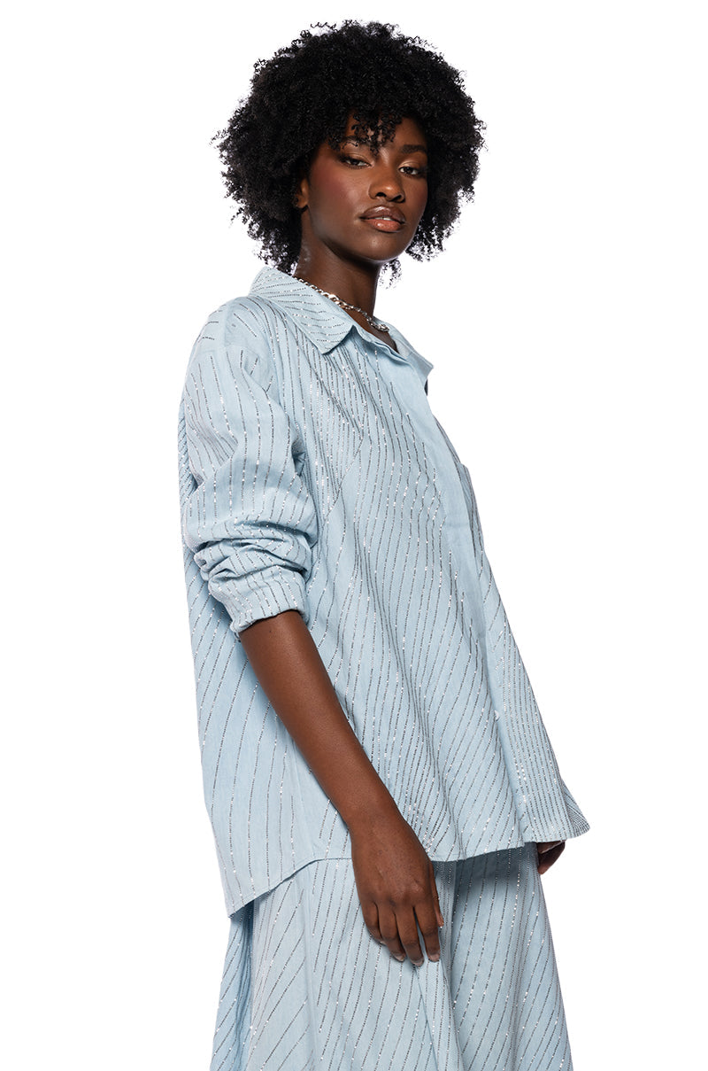 DENIMANIA RHINESTONE BUTTON DOWN