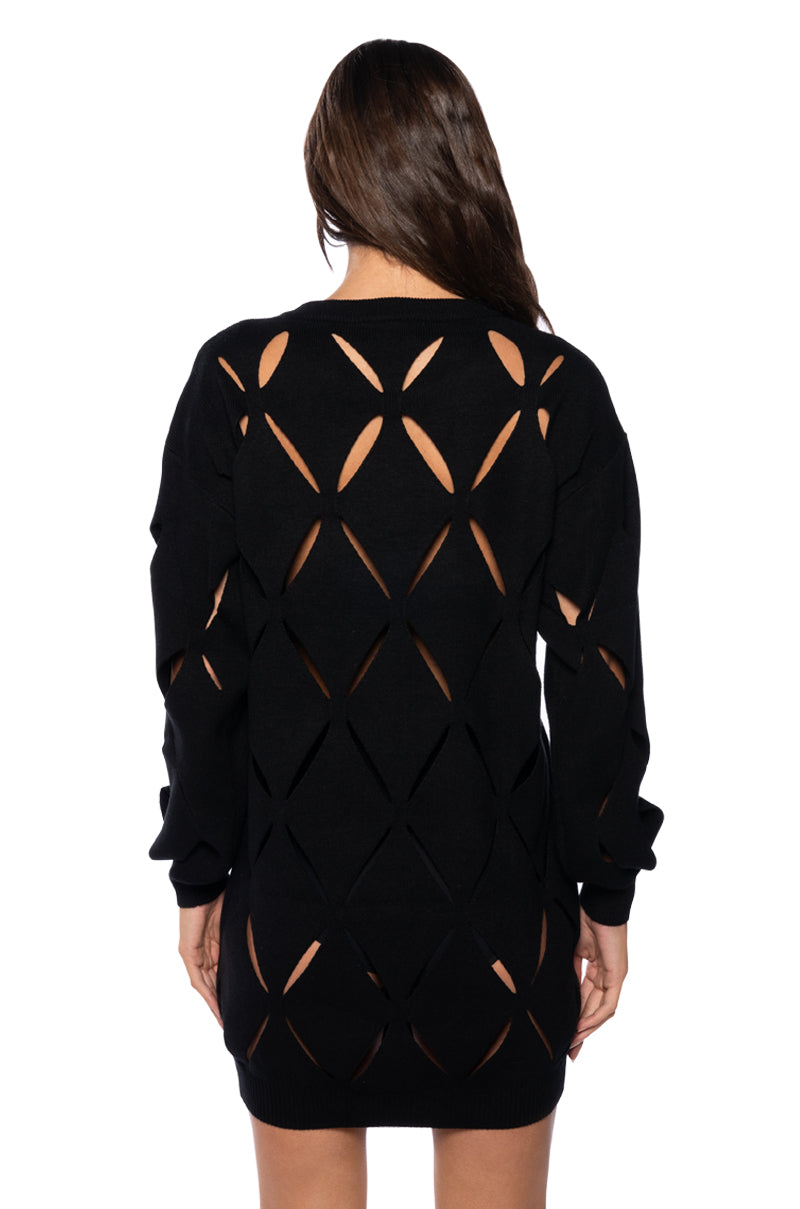DIAMOND CUT OVERSIZED SWEATER DRESS