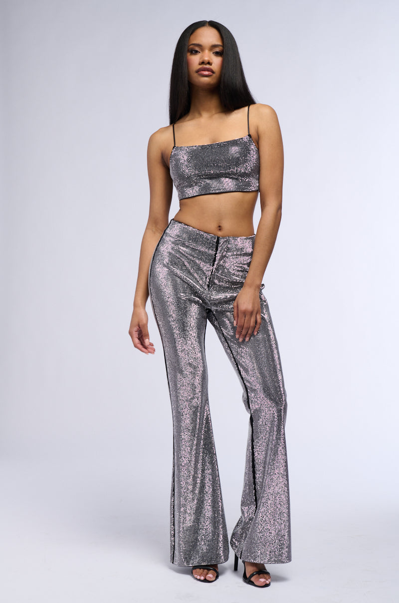 DIAMONDS DANCING FLARE LEG TROUSER IN BLACK