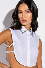 ASTRID RHINESTONE SLEEVELESS BUTTON DOWN