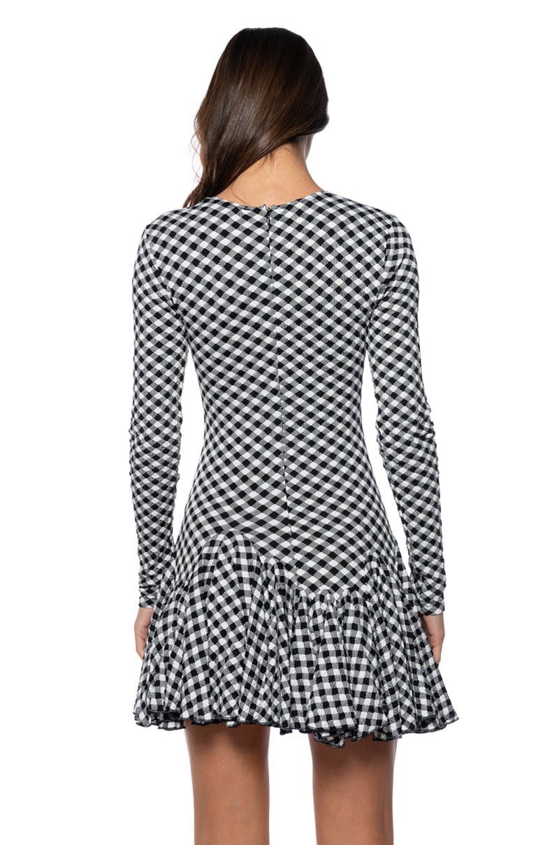 DINNER FOR TWO LACE UP MINI DRESS