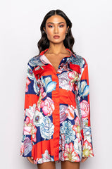DIVINE BUTTON UP FIT AND FLARE MINI DRESS