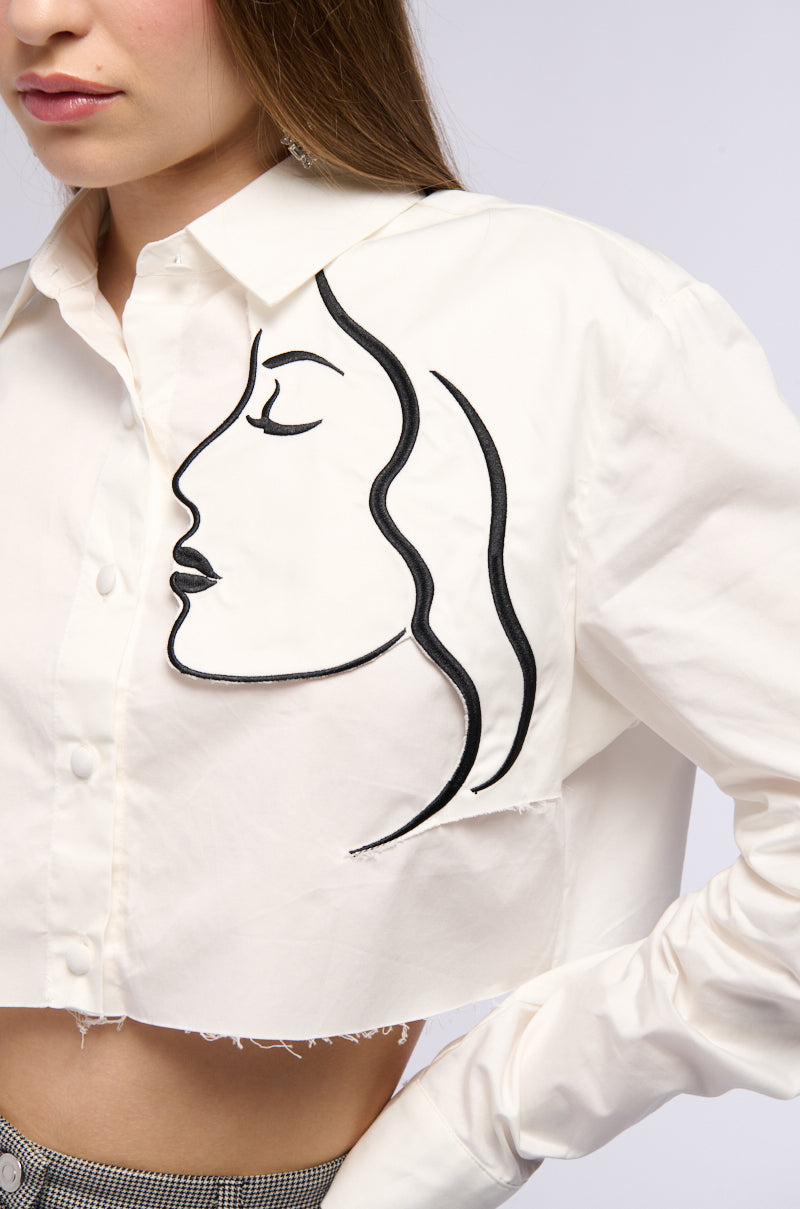 DONT STOP JUST YET BUTTON DOWN BLOUSE